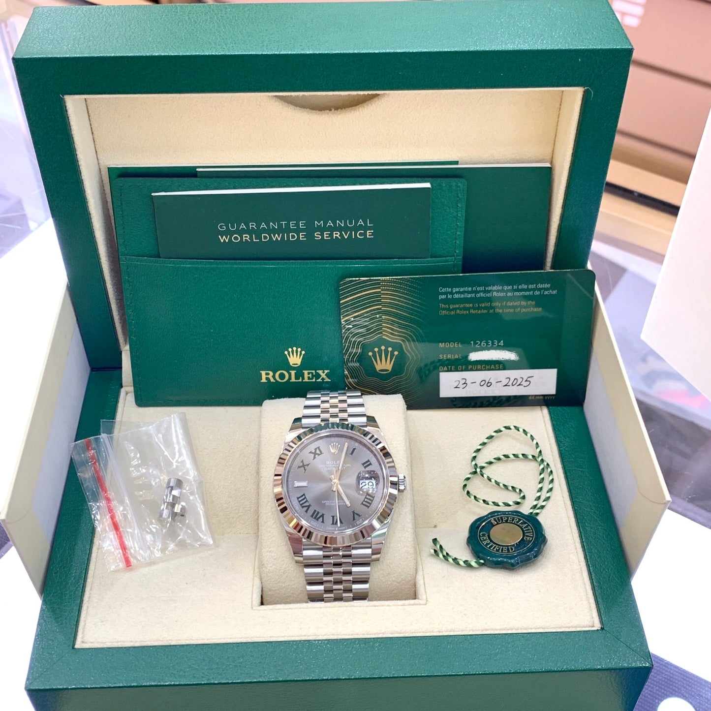 2025 Brand New Rolex - 126334-0022 Datejust 41 Stainless Steel Fluted / Slate - Roman / Jubilee