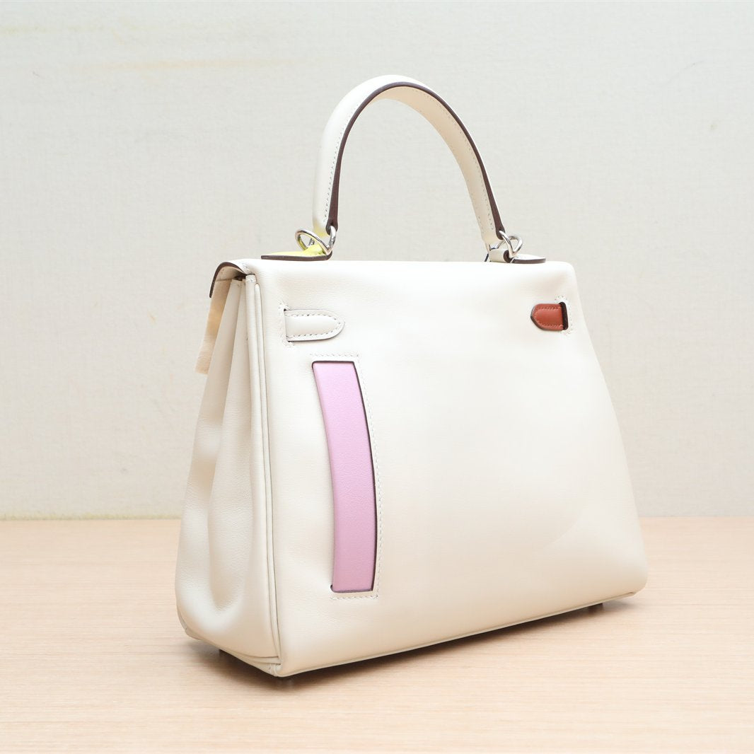 HERMÈS Colormatic Kelly 25 I2 Nata,X9 Mauve Sylvestre, 6C Cuivre, 37 Gold, 9R Lime, 0M Chai Swift Palladium Hardware