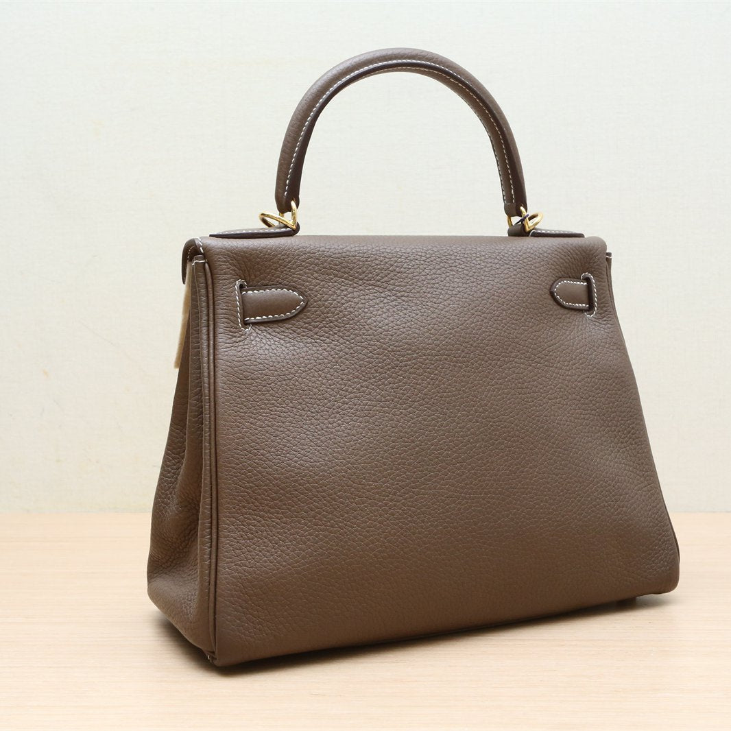 Hermès Kelly 28 18 Etoupe Taurillon Clemence Gold Hardware
