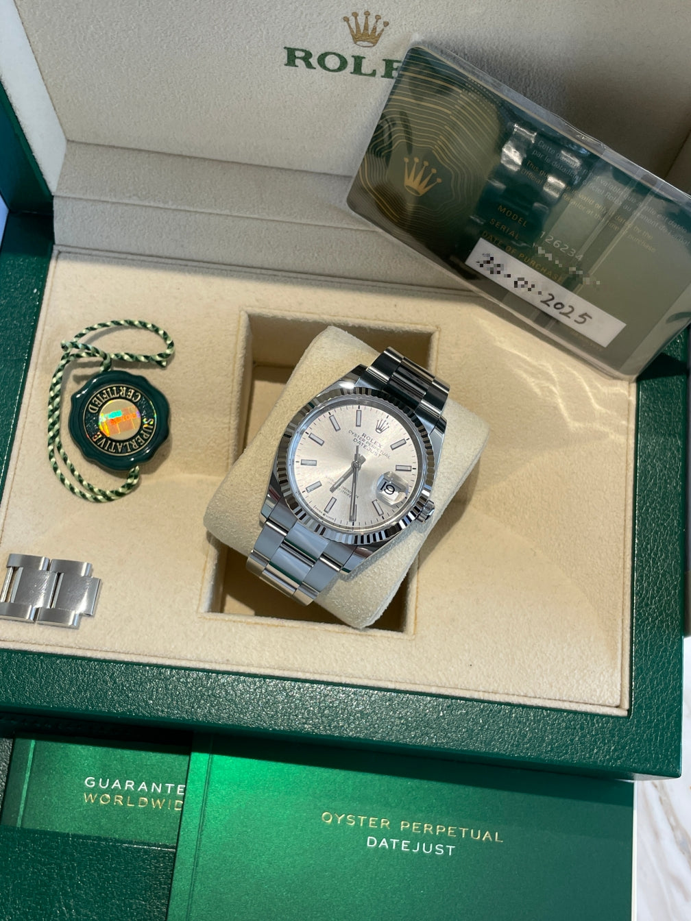 2025 Pre-owned Rolex - 126234-0014 Datejust 36 Stainless Steel / Fluted / Silver / Oyster