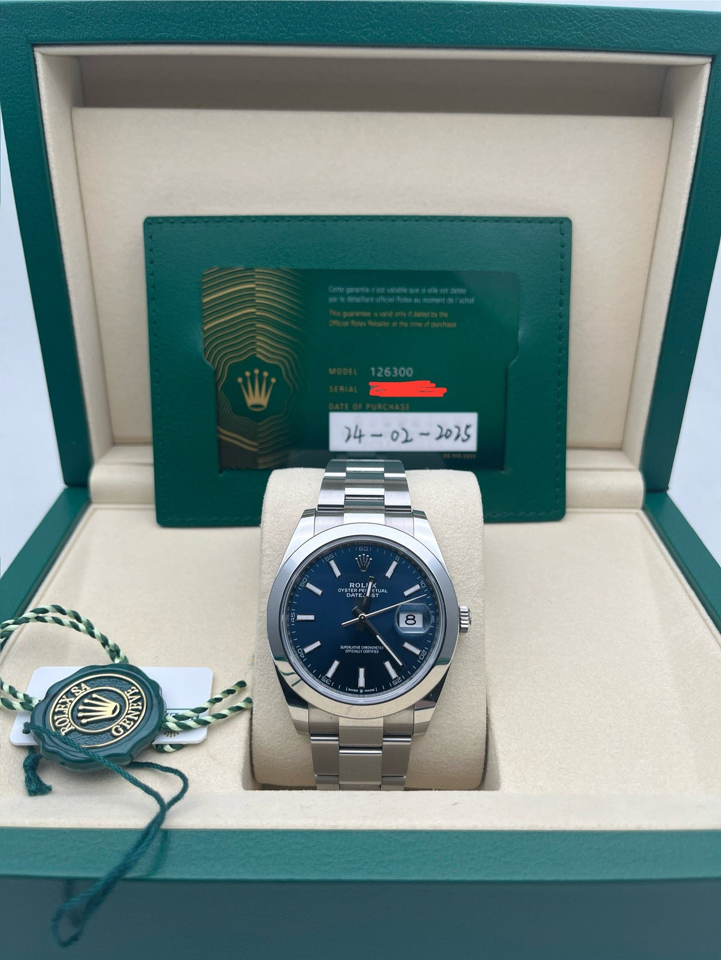 2025 Pre-owned Rolex - 126300-0001 Datejust 41 Stainless Steel Smooth / Oyster / Blue