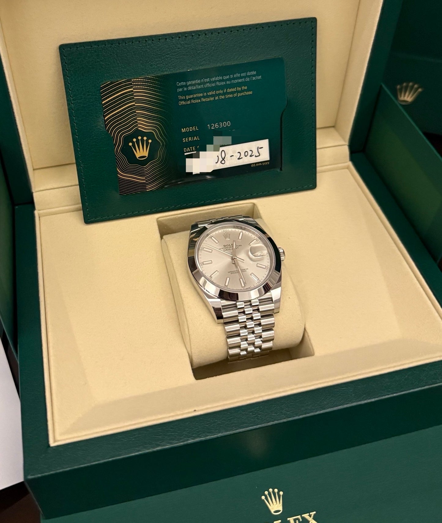 2025 Brand New Rolex - 126300-0004 Datejust 41 Stainless Steel Smooth / Jubilee / Silver