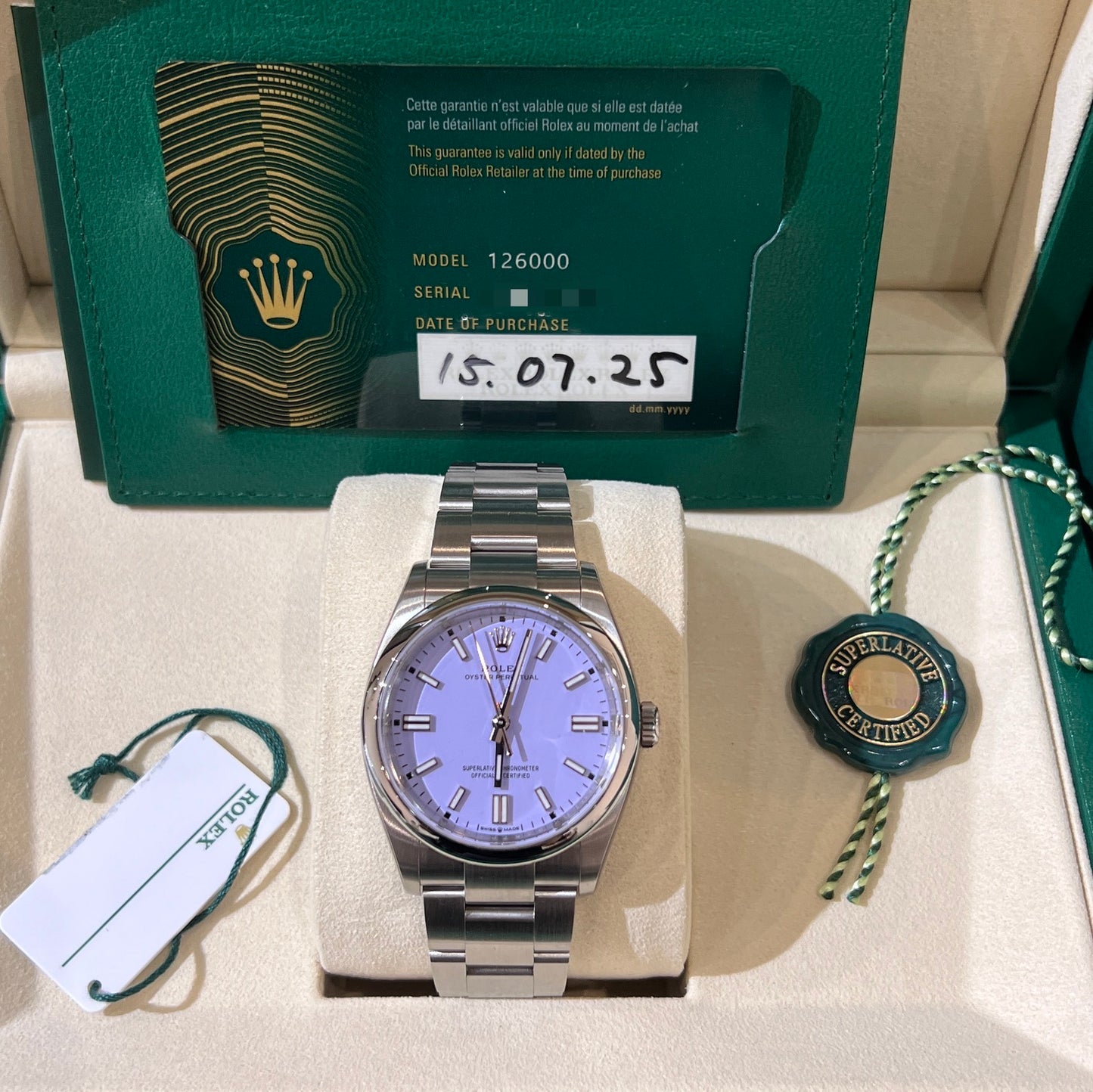 2025 Brand New Rolex - 126000-0013 Oyster Perpetual 36 Stainless Steel / Lavender