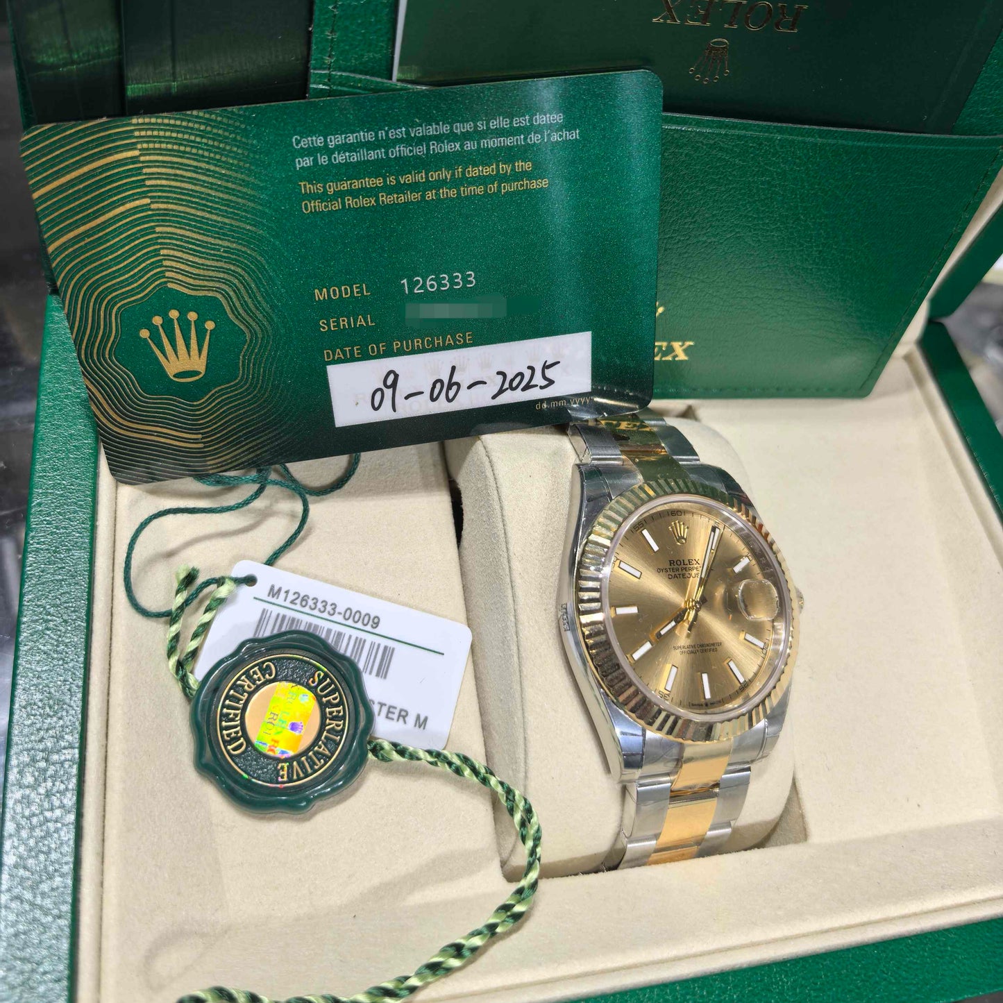 2025 Brand New Rolex - 126333-0009 Datejust 41 Rolesor Yellow Fluted / Oyster / Champagne