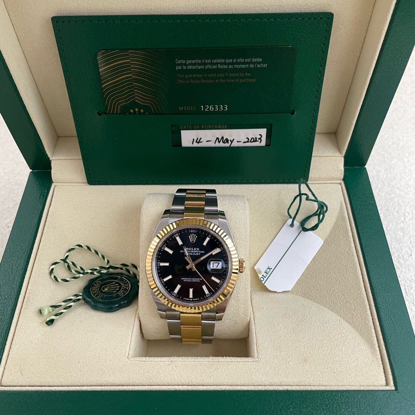 2023 Like New Rolex - 126333-0013 Datejust 41 Rolesor Yellow Fluted / Oyster / Black