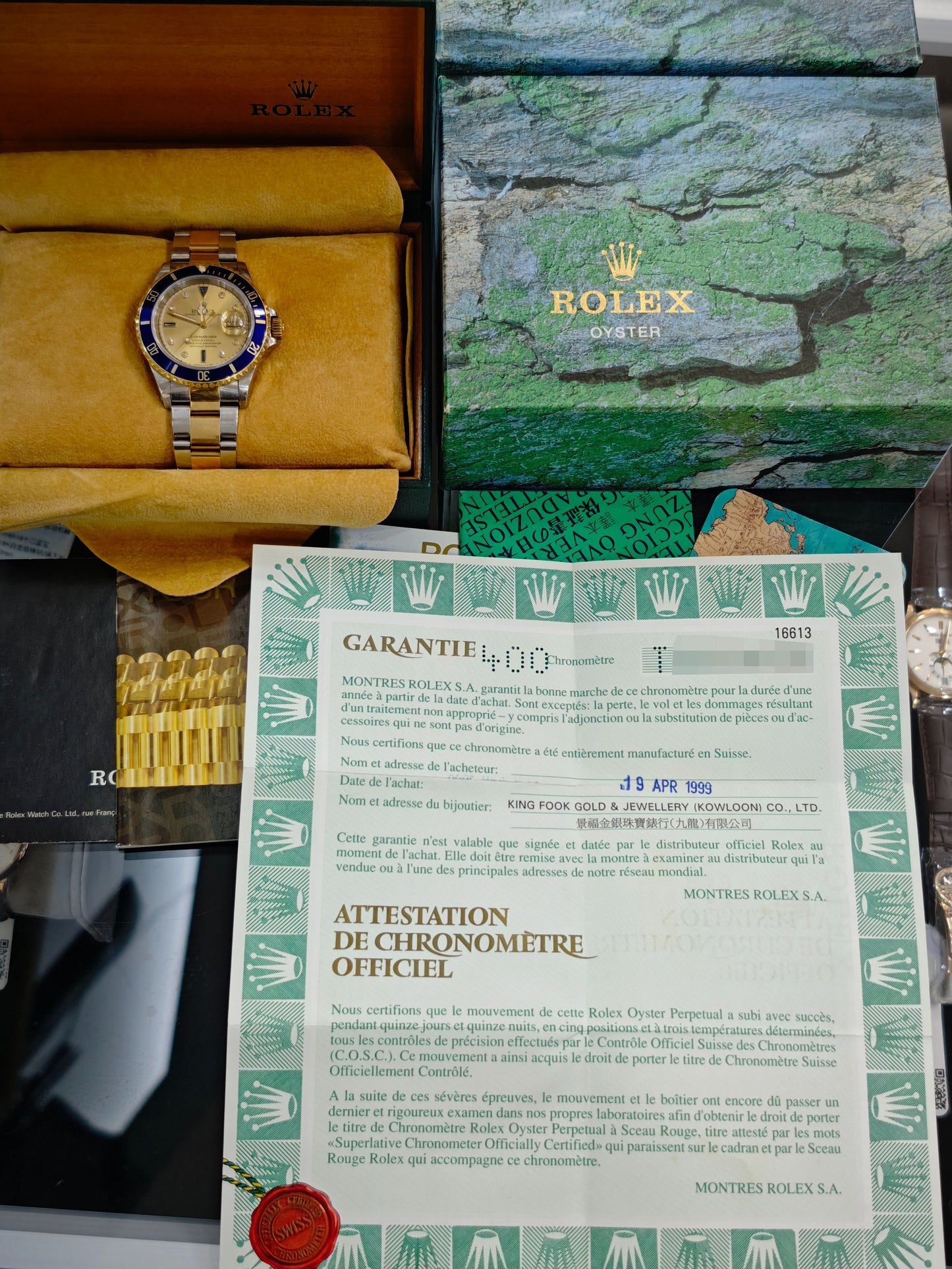 1999 Pre-owned Rolex - 16613 Serti Silver Submariner Date 16613 Serti Silver