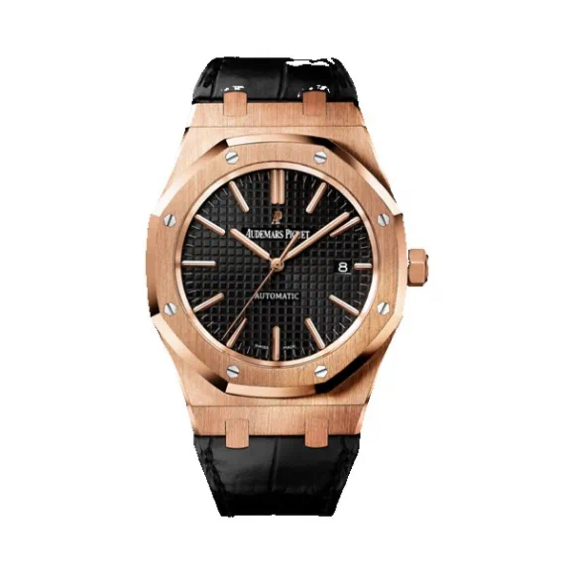 2018 Pre-owned Audemars Piguet - 15400OR.OO.D002CR.01 Royal Oak 15400 Pink Gold / Black / Strap