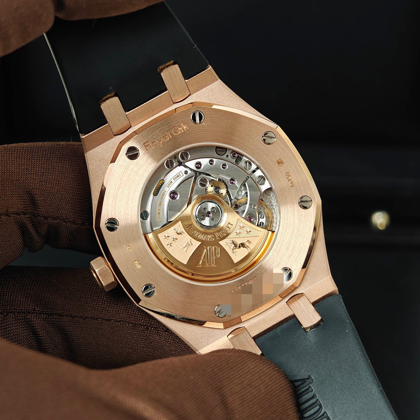 2018 Pre-owned Audemars Piguet - 15400OR.OO.D002CR.01 Royal Oak 15400 Pink Gold / Black / Strap