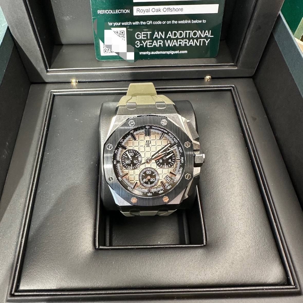 2023 Pre-owned Audemars Piguet - 26420SO.OO.A600CA.01 Royal Oak Offshore 43 Stainless Steel / Ceramic / Taupe