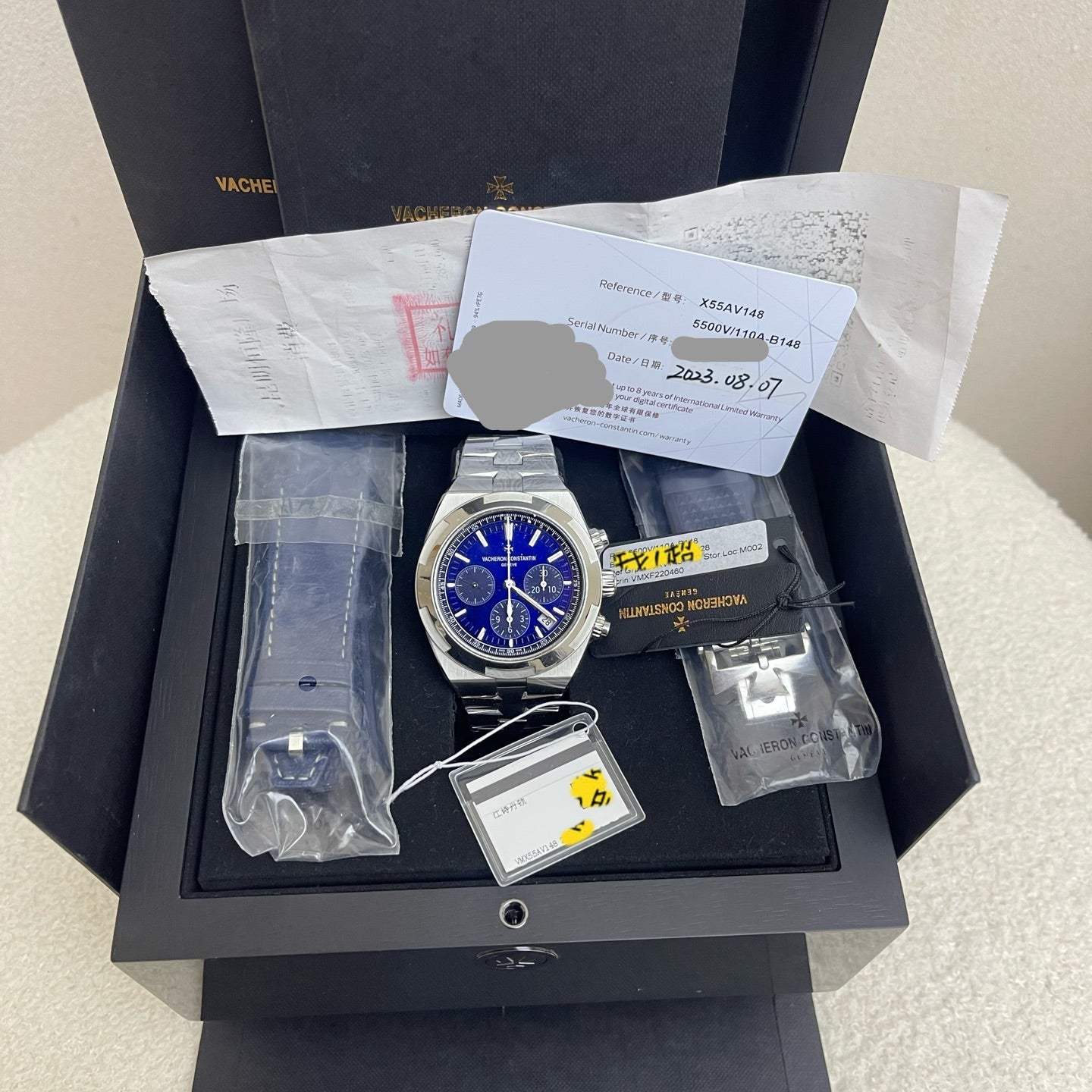 2023 Like New Vacheron Constantin - 5500V/110A-B148 Overseas Chronograph Stainless Steel / Blue