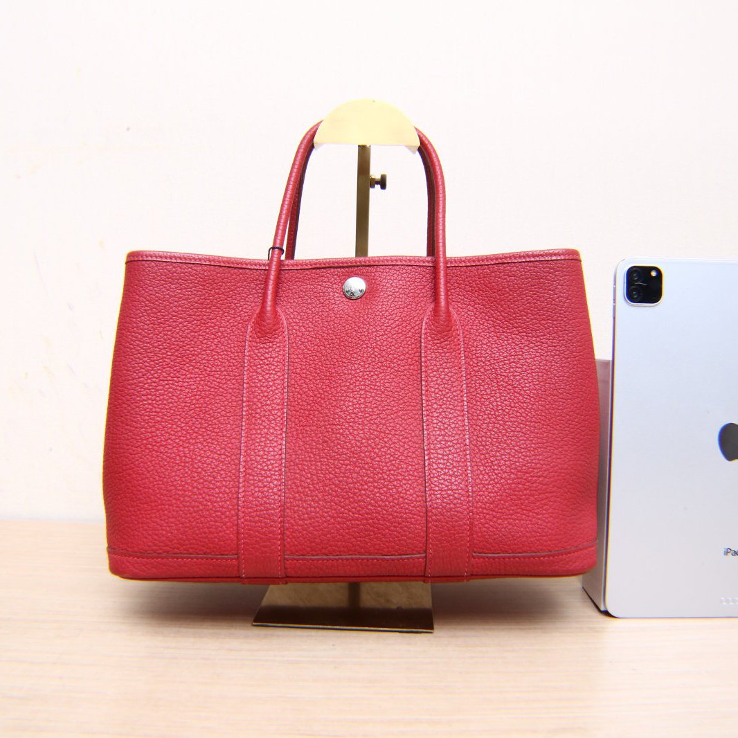 Hermès Garden Party 30 Rouge Piment (5X) Negonda Palladium Hardware