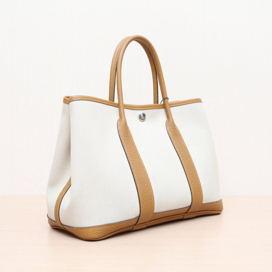 Hermès Garden Party 30 Sesame (2S) Negonda & Canvas Palladium Hardware
