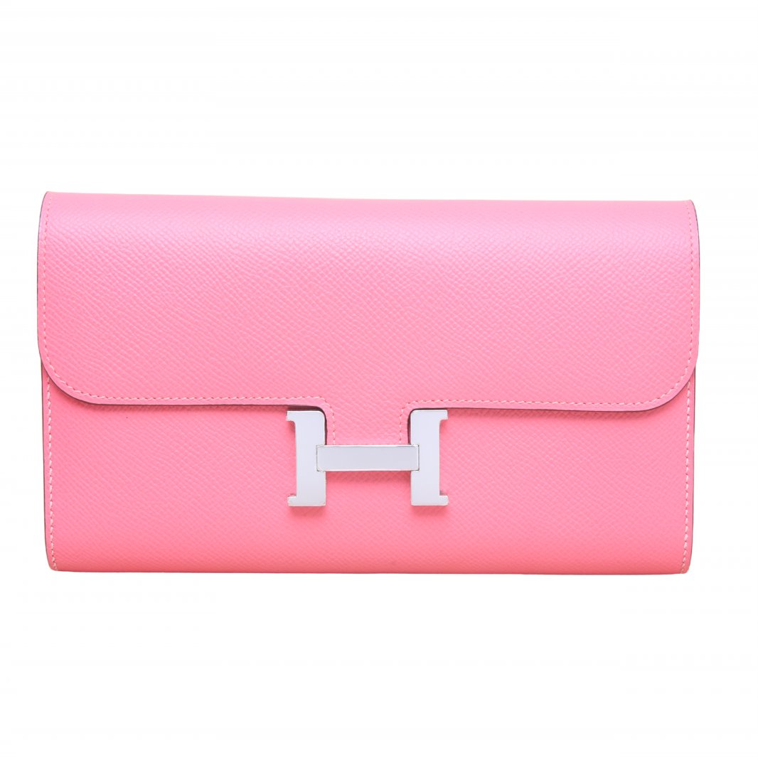 Hermès Constance Long Wallet Rose Azalee (8W) Epsom Palladium Hardware