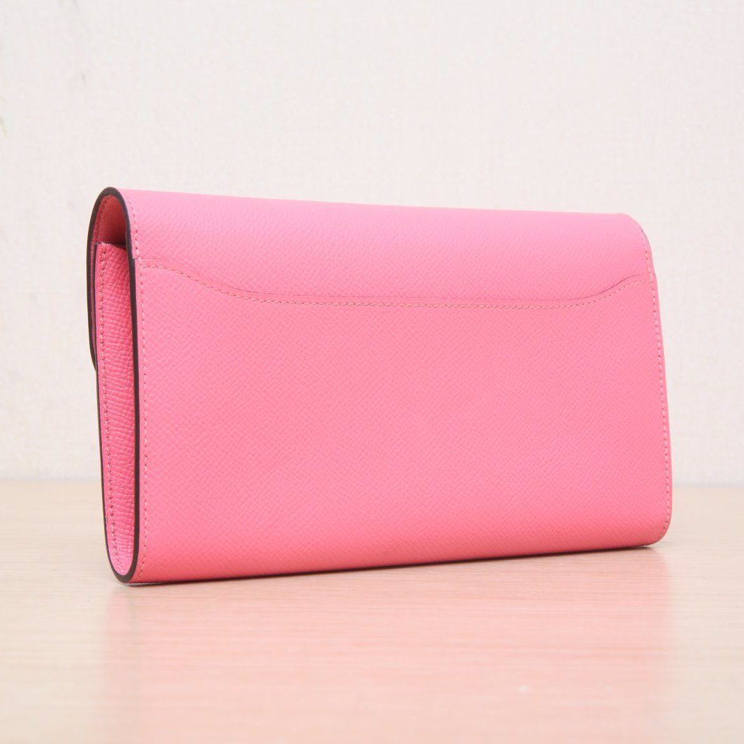Hermès Constance Long Wallet Rose Azalee (8W) Epsom Palladium Hardware