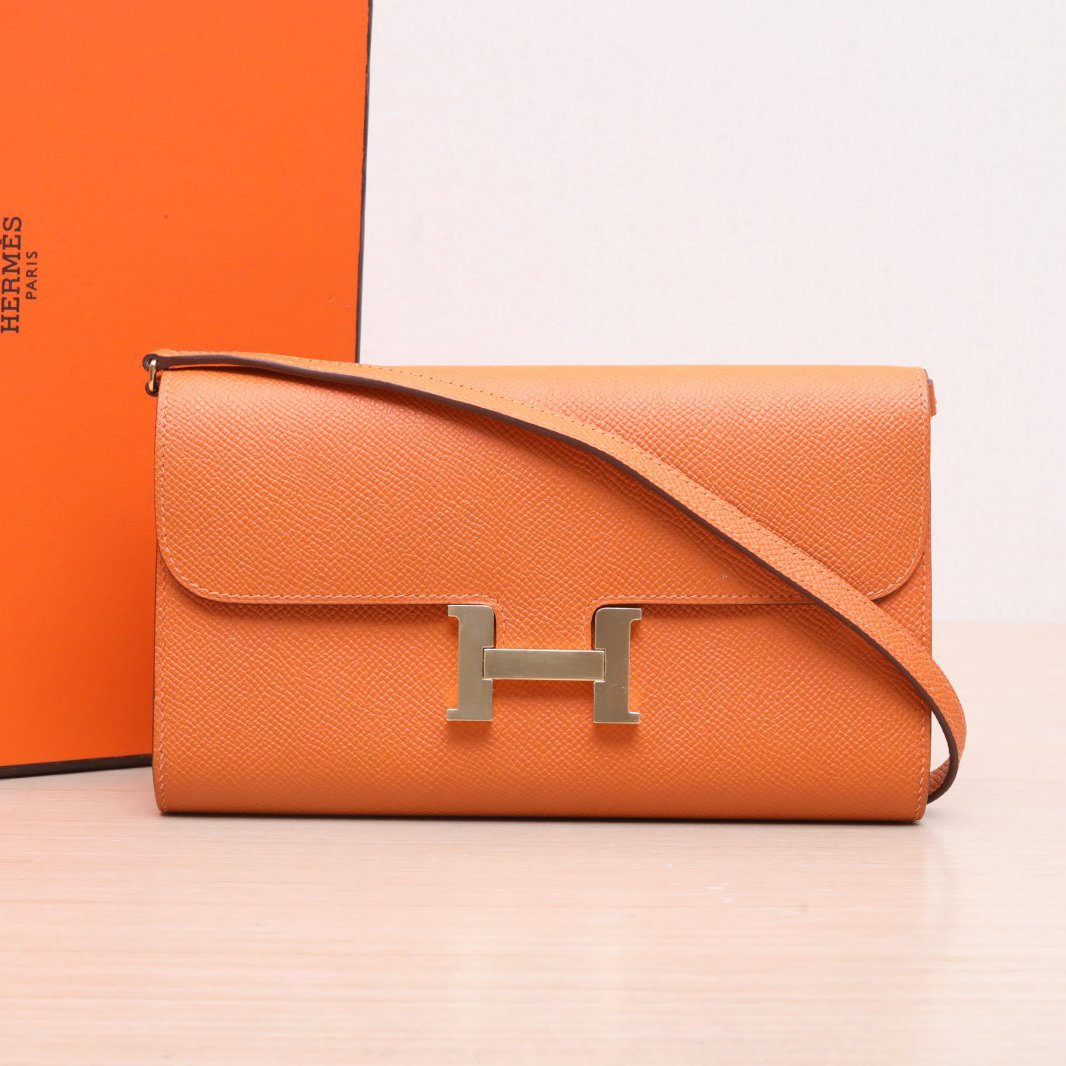 Hermès Constance Long Wallet Orange (93) Epsom Gold Hardware