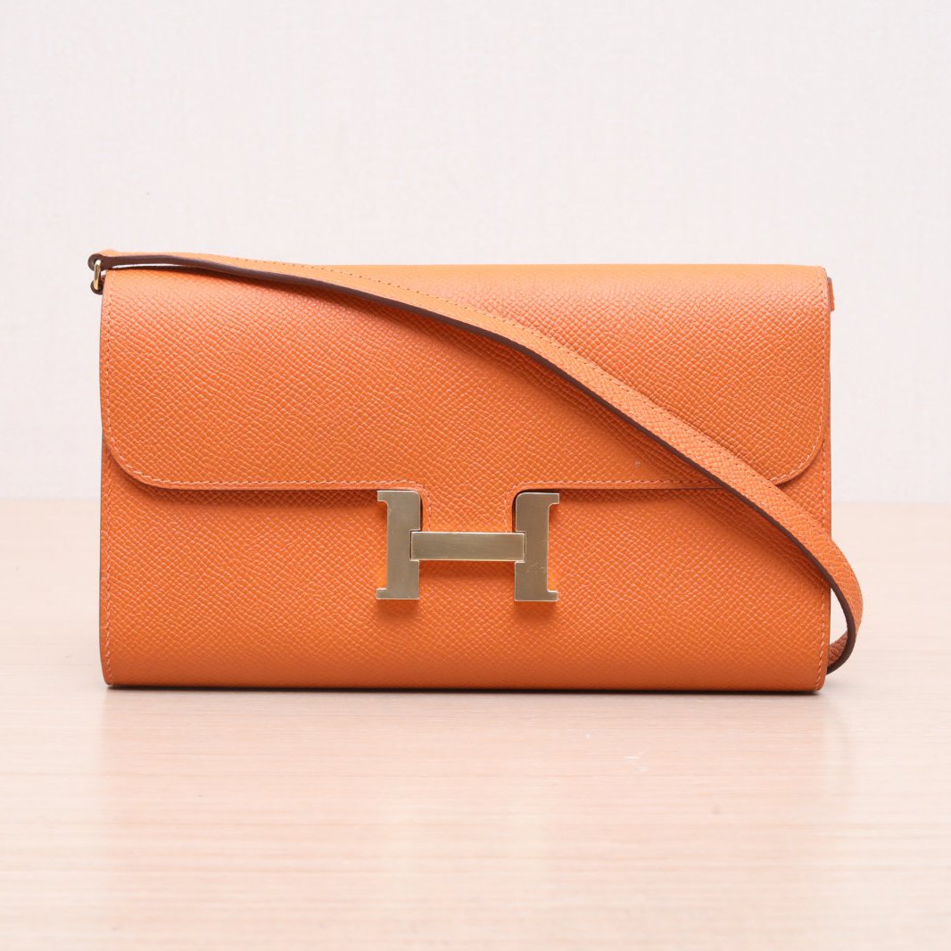 Hermès Constance Long Wallet Orange (93) Epsom Gold Hardware