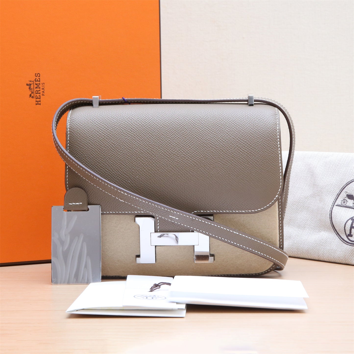 Hermès Constance 19 Etoupe (18) Epsom Palladium Hardware