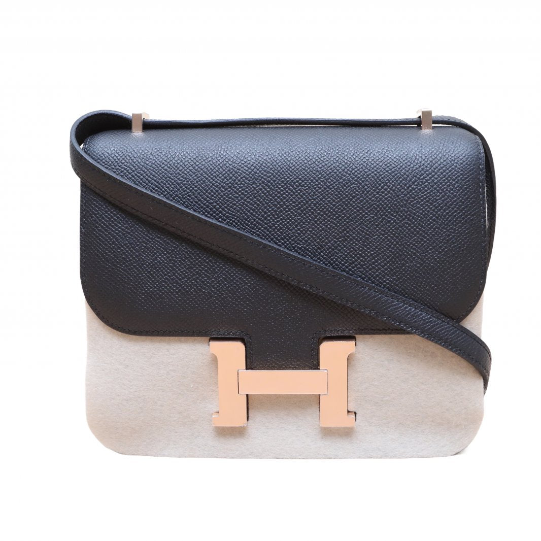 Hermès Constance 19 Noir (89) Epsom Rose Gold Hardware
