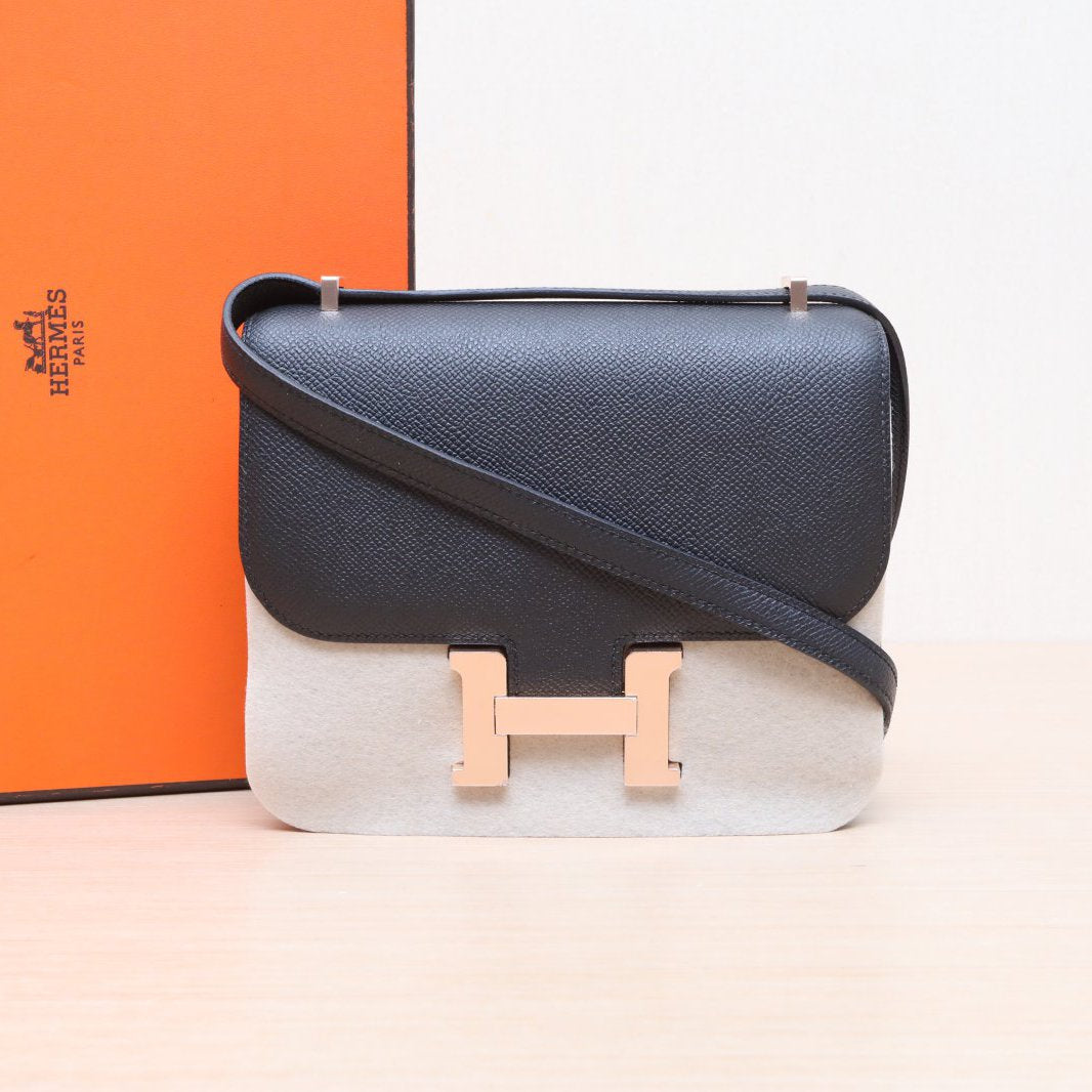 Hermès Constance 19 Noir (89) Epsom Rose Gold Hardware