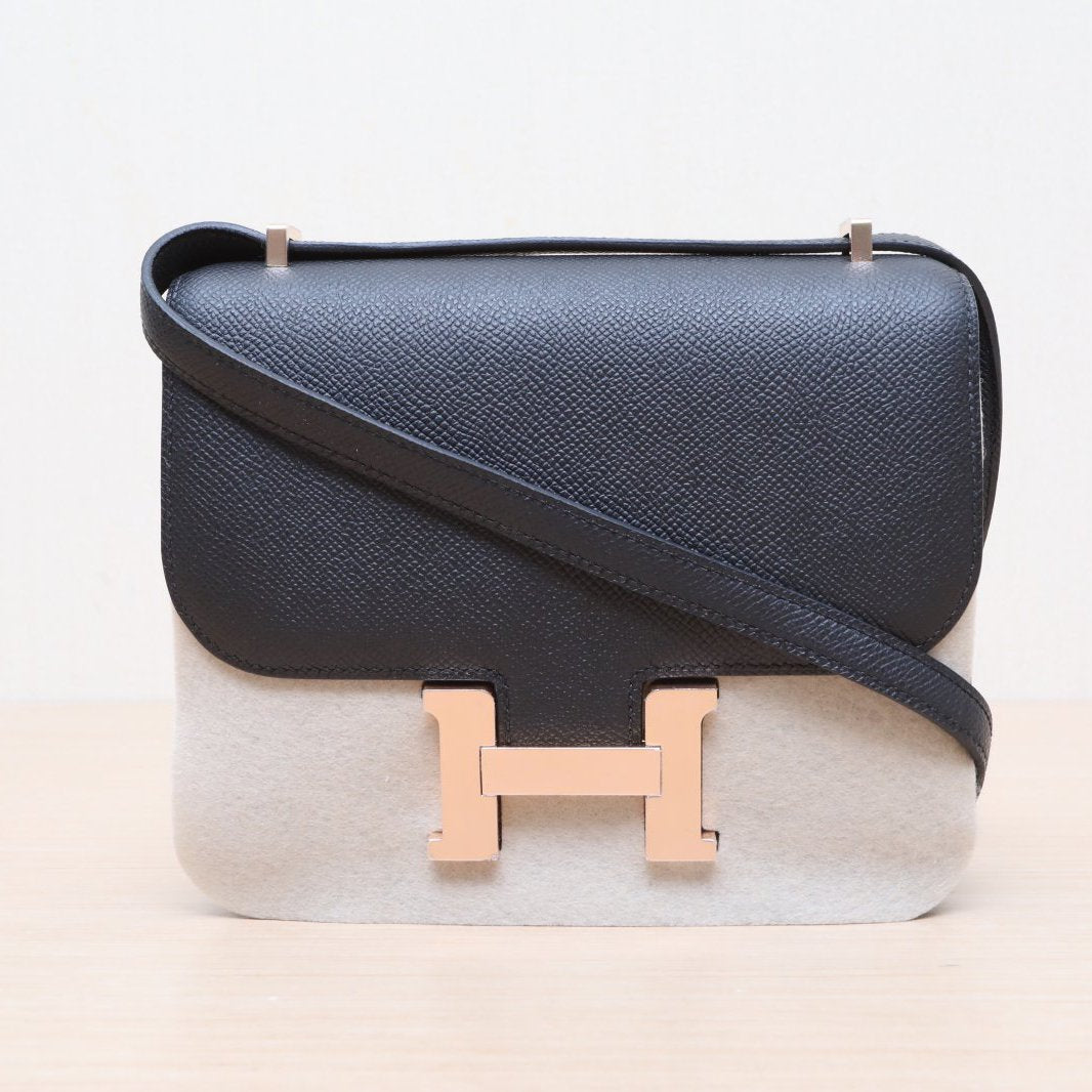 Hermès Constance 19 Noir (89) Epsom Rose Gold Hardware