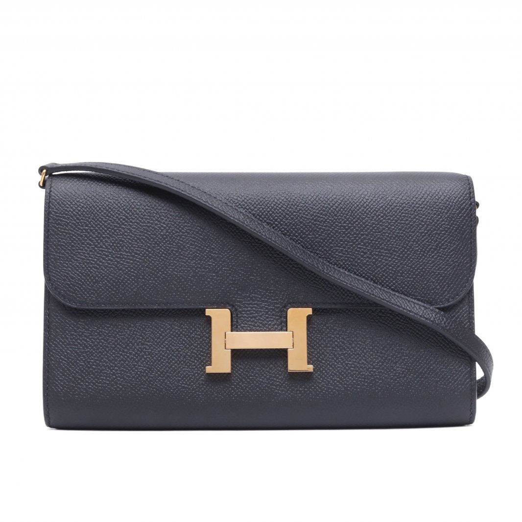 Hermès Constance Long To Go Wallet Noir (89) Epsom Gold Hardware