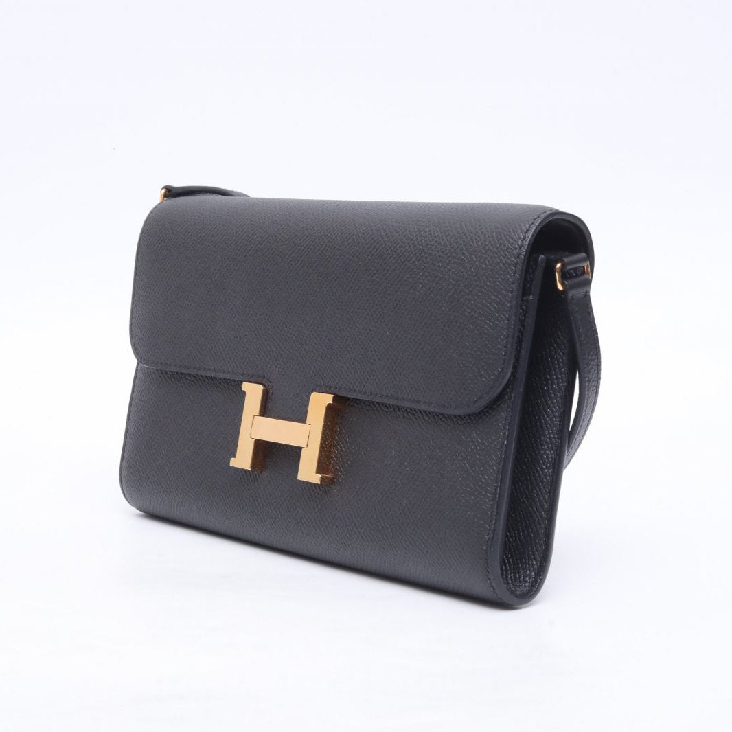 Hermès Constance Long To Go Wallet Noir (89) Epsom Gold Hardware