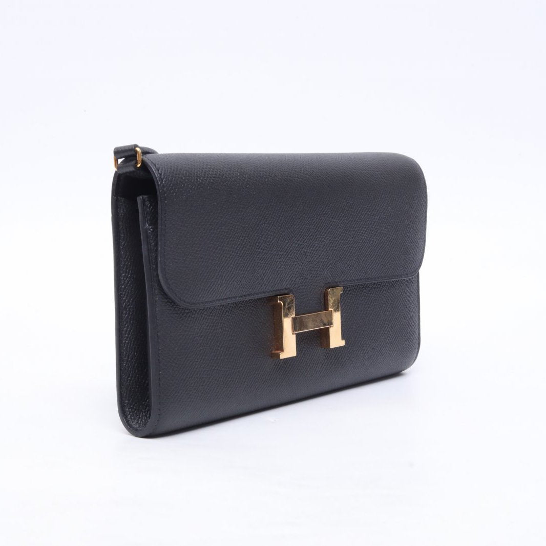 Hermès Constance Long To Go Wallet Noir (89) Epsom Gold Hardware