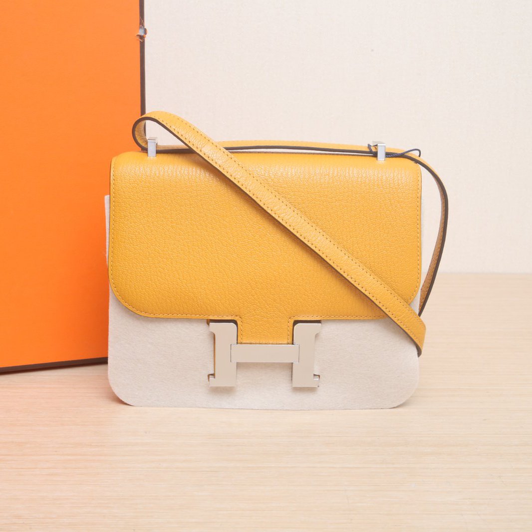 Hermès Constance 19 Moutarde (9U) Epsom Palladium Hardware