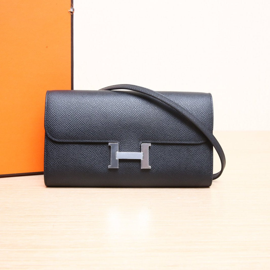 Hermès Constance Long To Go Wallet Noir (89) Epsom Palladium Hardware