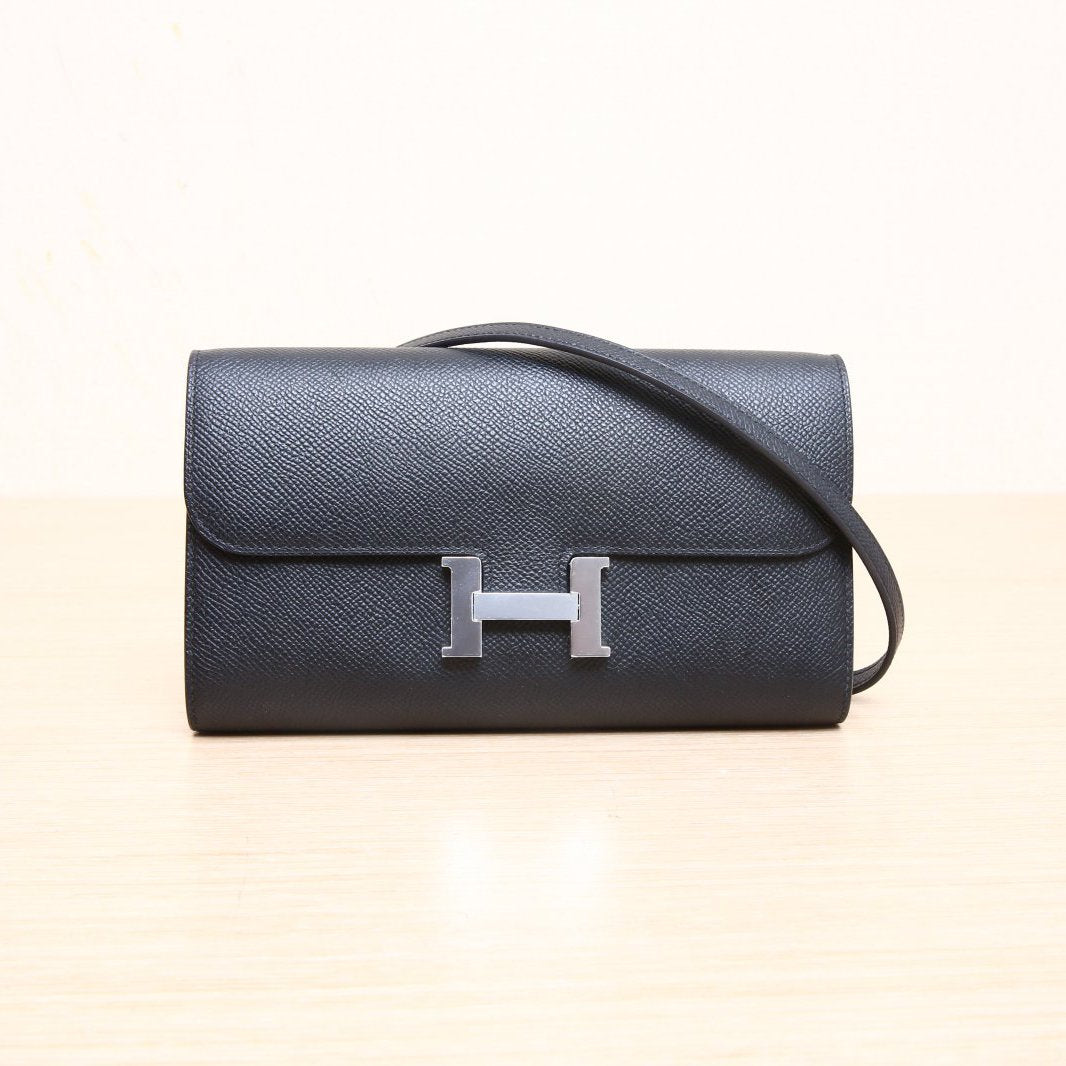 Hermès Constance Long To Go Wallet Noir (89) Epsom Palladium Hardware