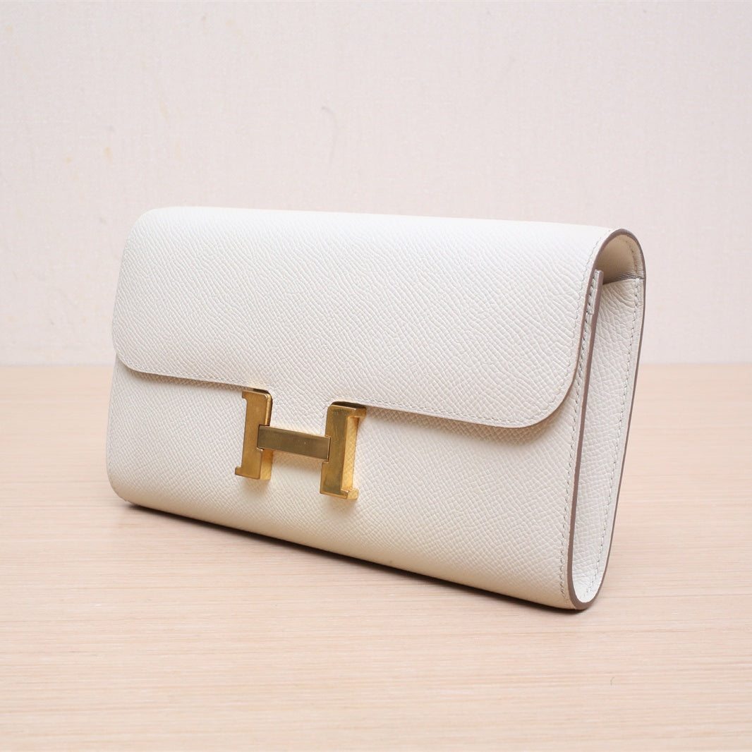 Hermès Constance Long To Go Wallet Craie (10) Epsom Gold Hardware
