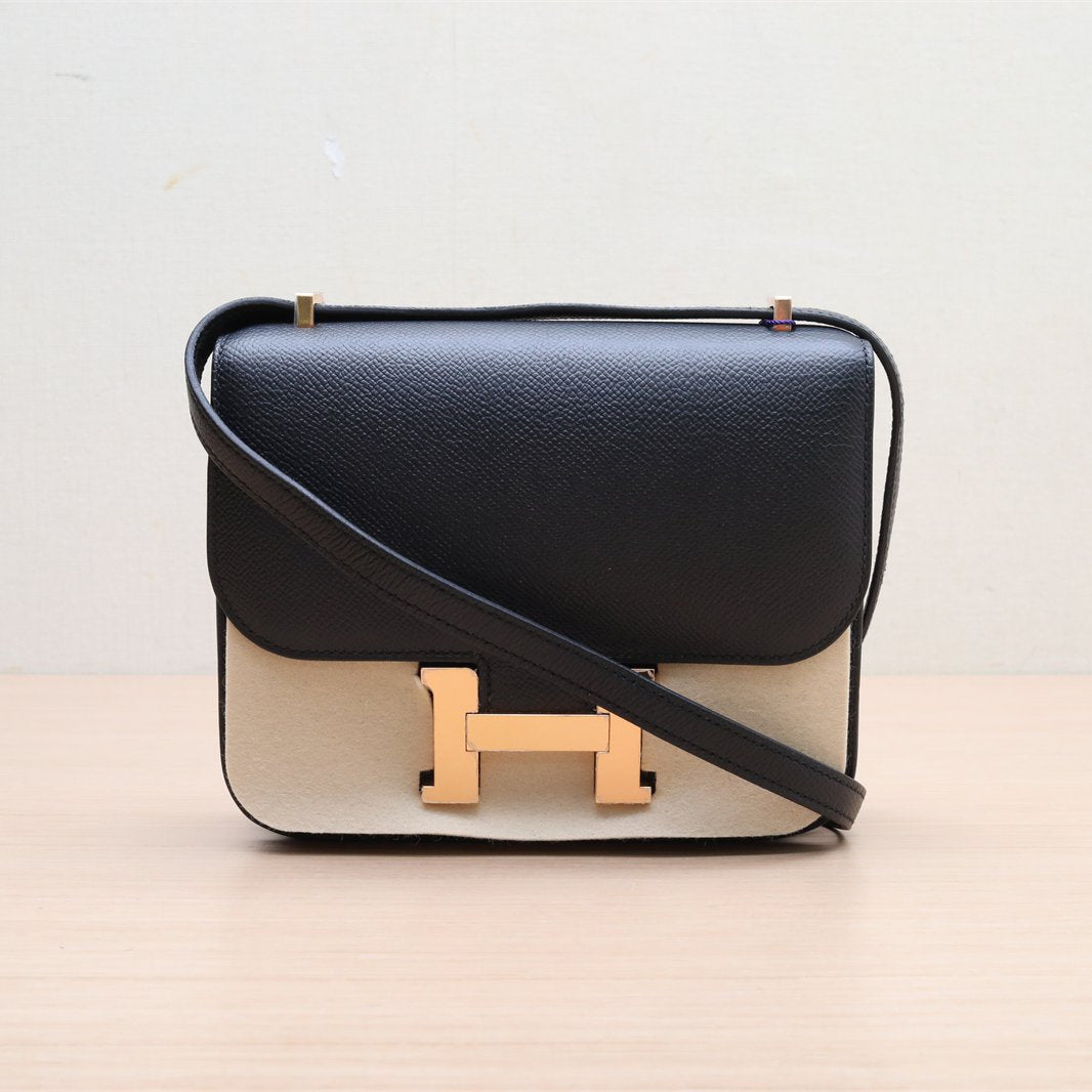 Hermès Constance 19 Noir (89) Epsom Rose Gold Hardware