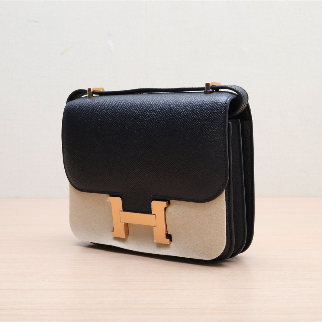 Hermès Constance 19 Noir (89) Epsom Rose Gold Hardware