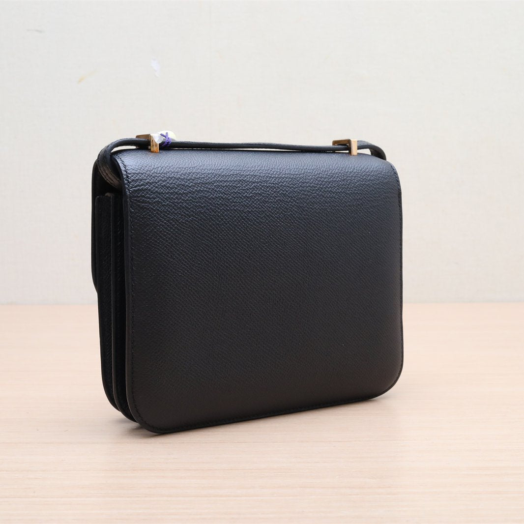 Hermès Constance 19 Noir (89) Epsom Rose Gold Hardware