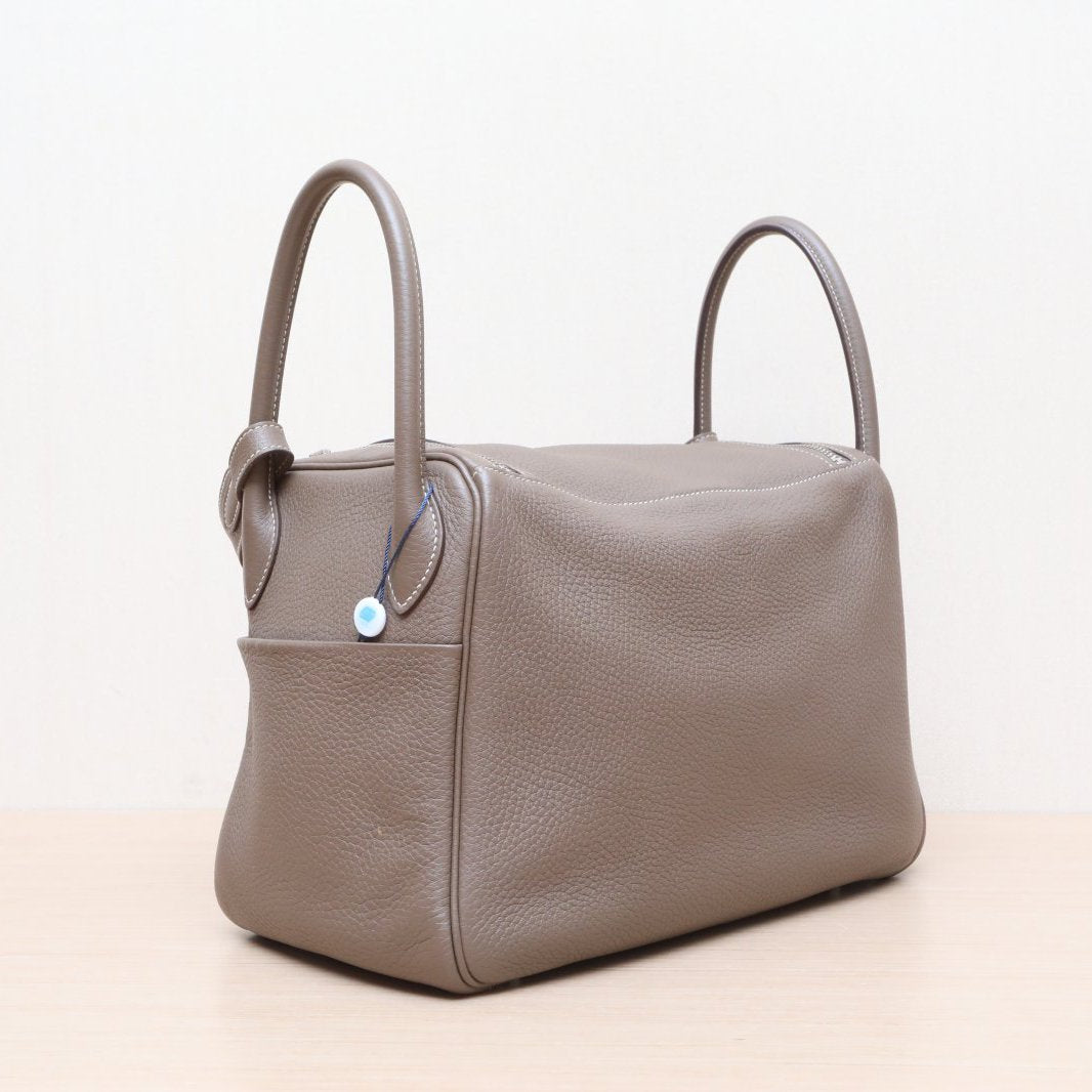 Hermès Lindy 30 Etoupe (18) Taurillon Clemence Palladium Hardware
