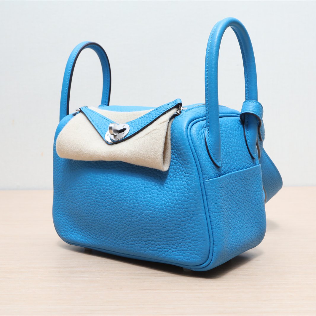 Hermès Mini Lindy Bieu Zenribar (B3) Taurillon Clemence Palladium Hardware