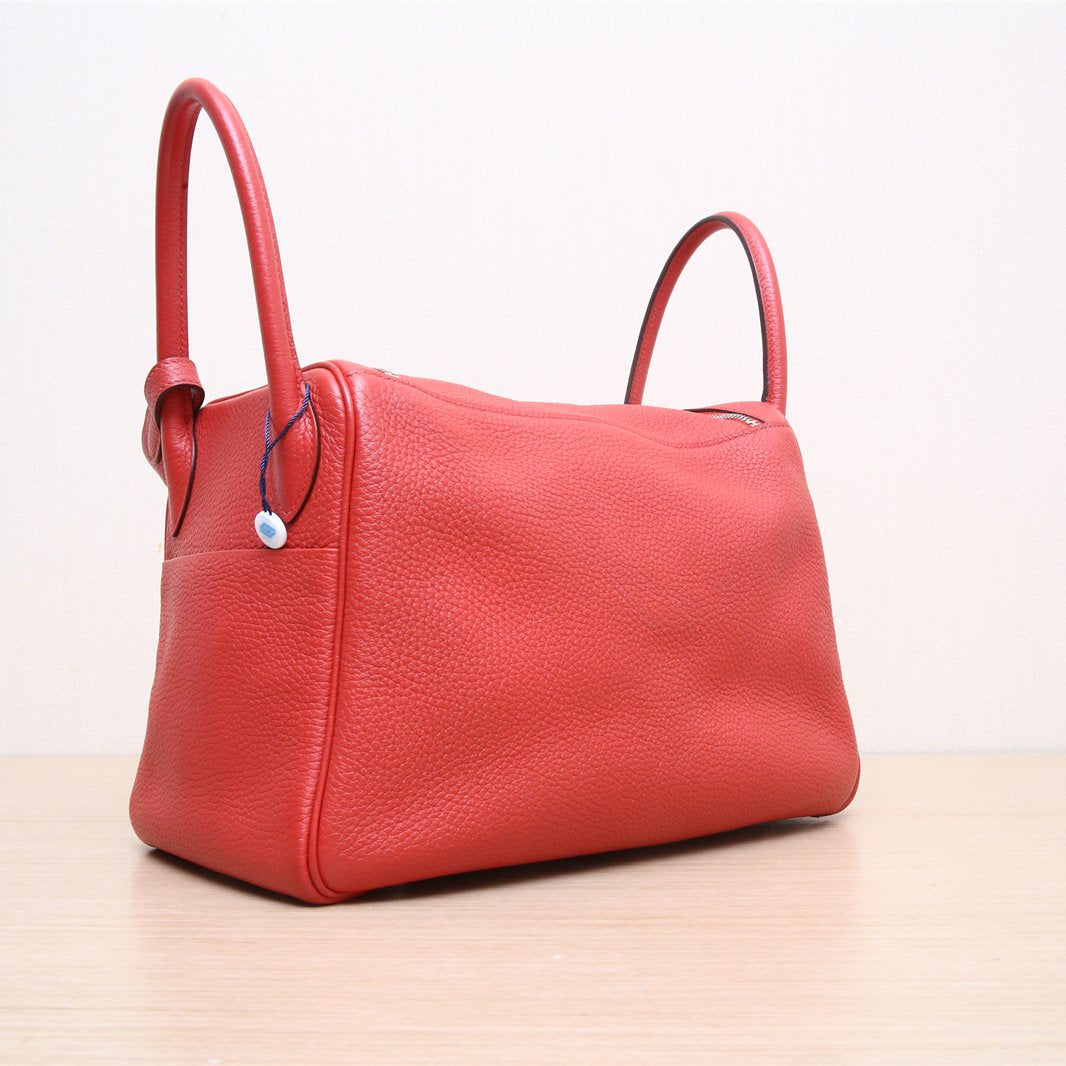 Hermès Lindy 30 Rouge Casaque (Q5) Taurillon Clemence Palladium Hardware