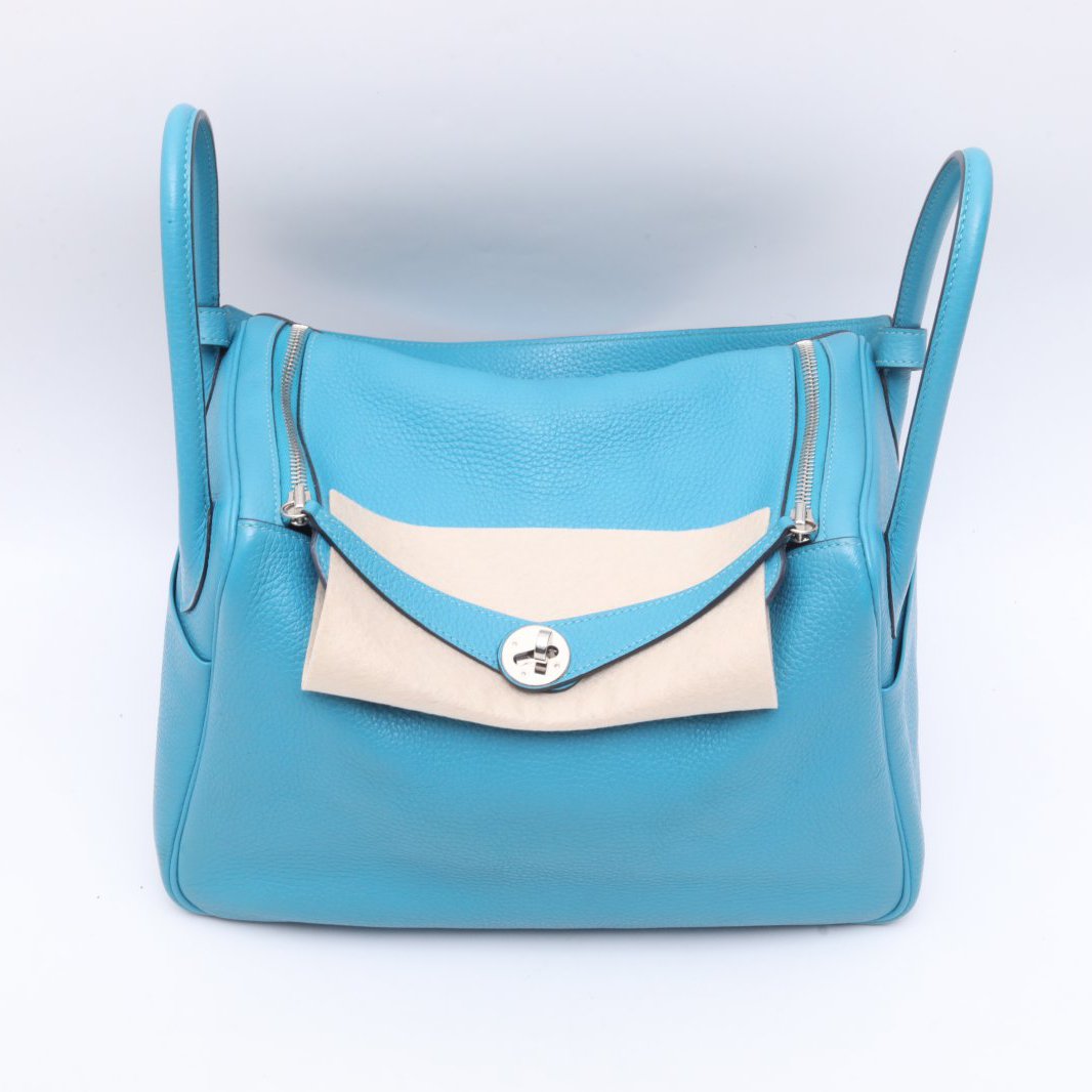 Hermès Lindy 30 Blue Jean (75) Taurillon Clemence Palladium Hardware