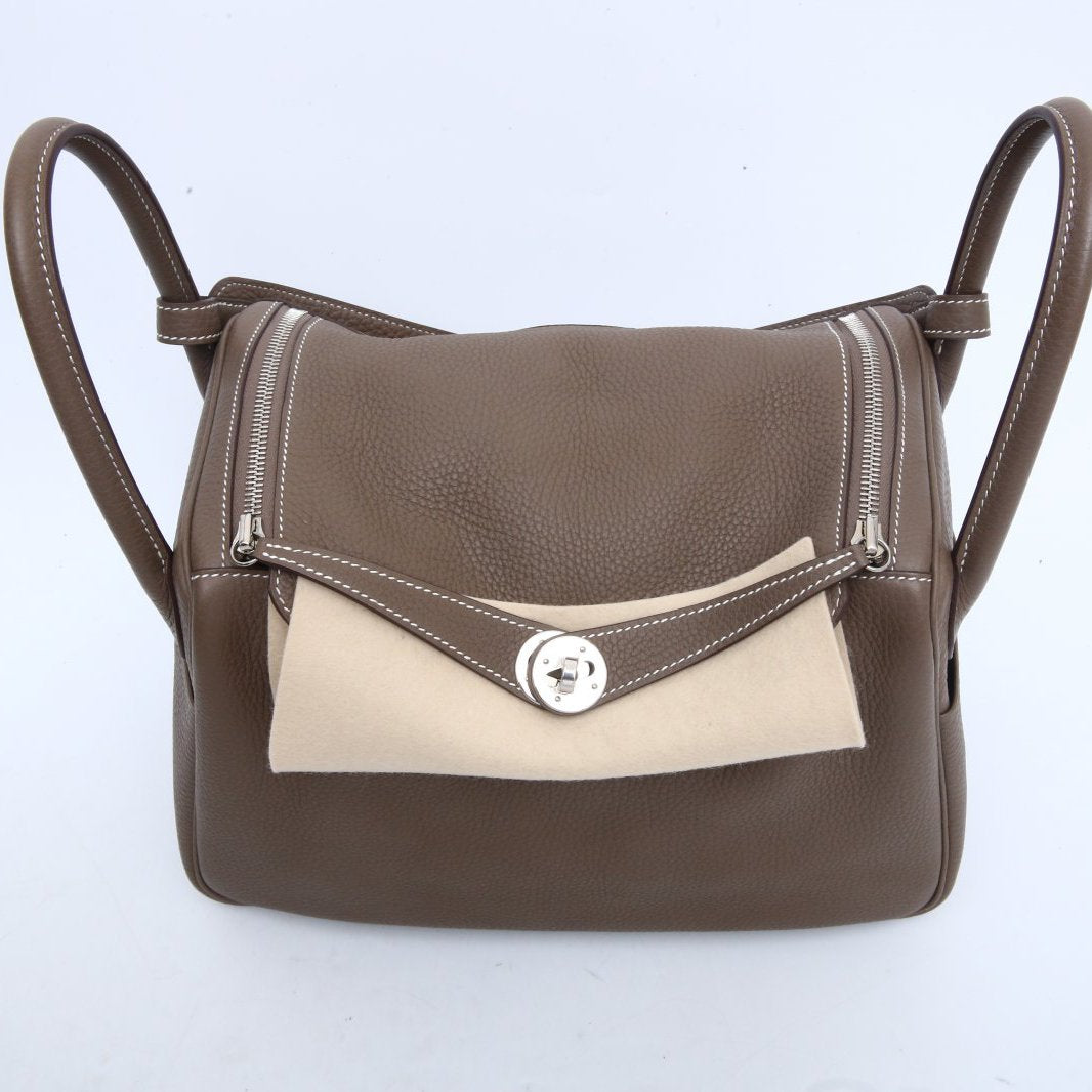 Hermès Lindy 30 Etoupe (18) Taurillon Clemence Palladium Hardware