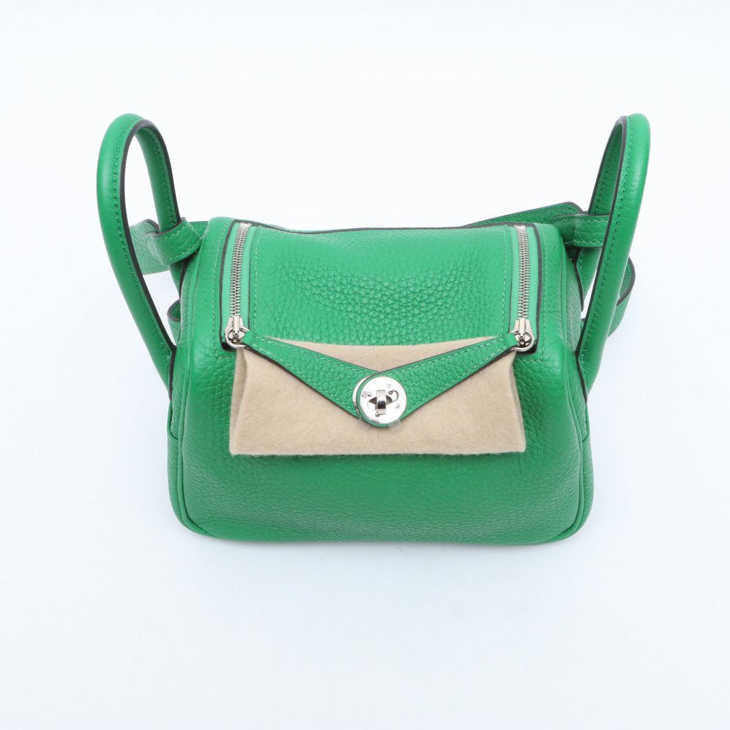 Hermès Mini Lindy Bambou (1K) Taurillon Clemence Palladium Hardware