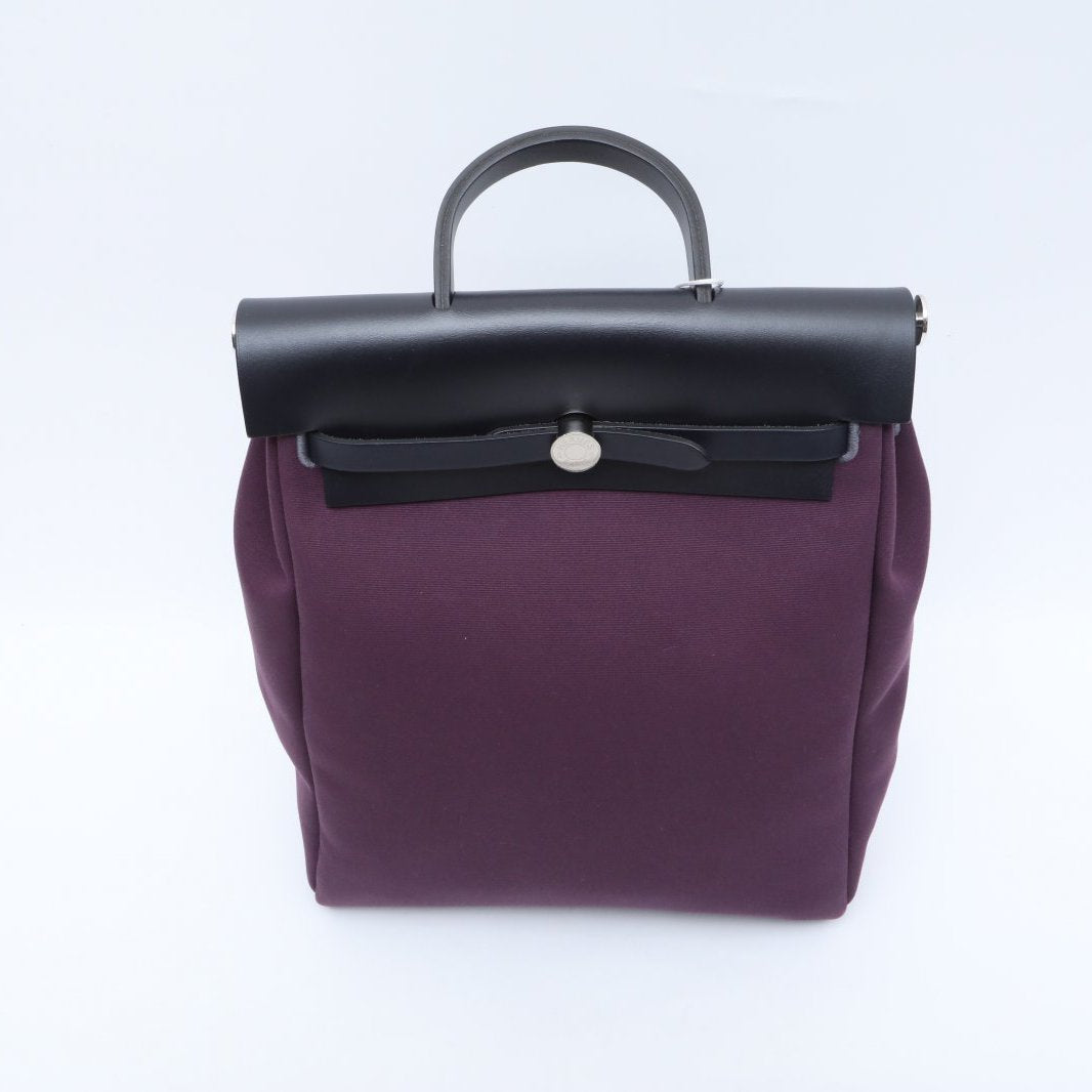 Hermès Herbag Backpack Anemone (P9) Toile & Vache Hunter Palladium Hardware