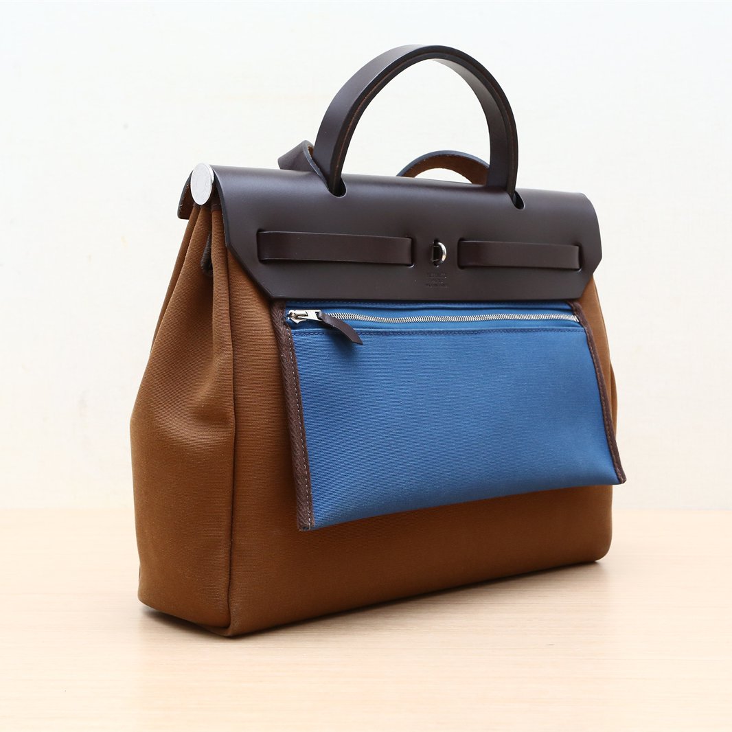 Hermès Herbag 31 Chocolat (47) Toile & Vache Hunter Palladium Hardware
