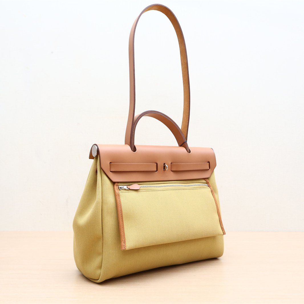 Hermès Herbag 31 Curcuma (2N) Toile & Vache Hunter Palladium Hardware
