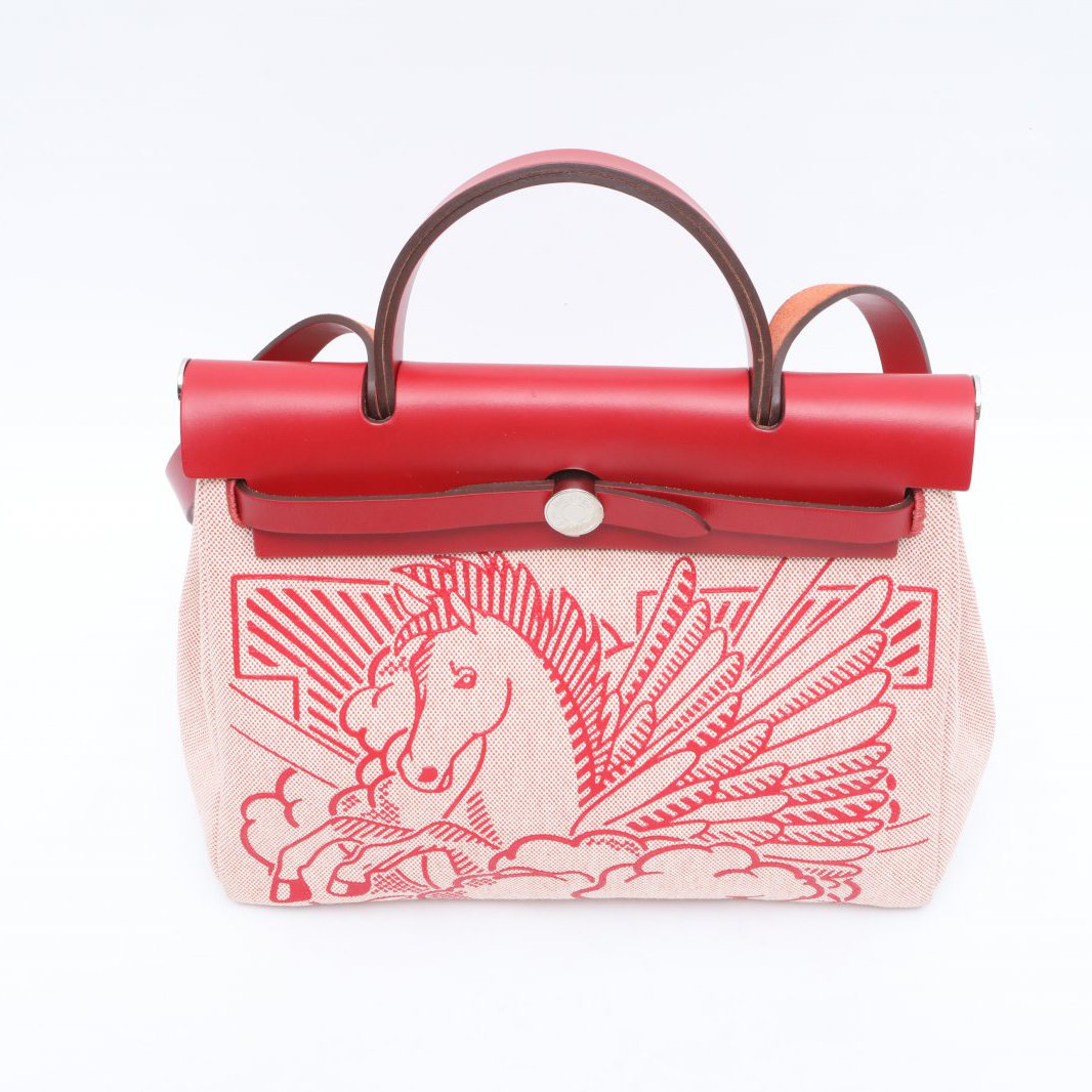 Hermès Herbag 31 Rouge Piment (5X) Toile & Vache Hunter Palladium Hardware