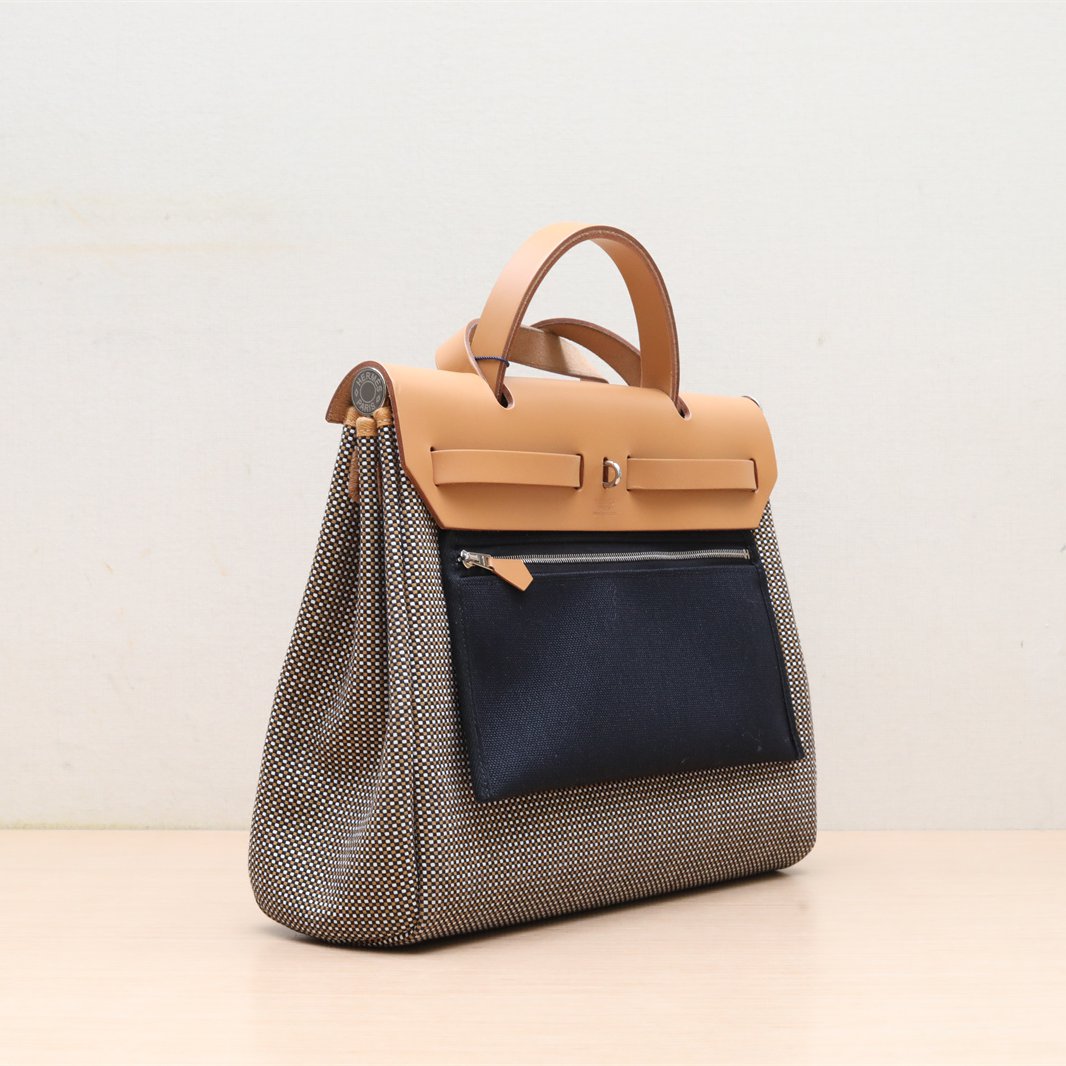 Hermès Herbag 31 - Gold (37) Toile & Vache Hunter Palladium Hardware