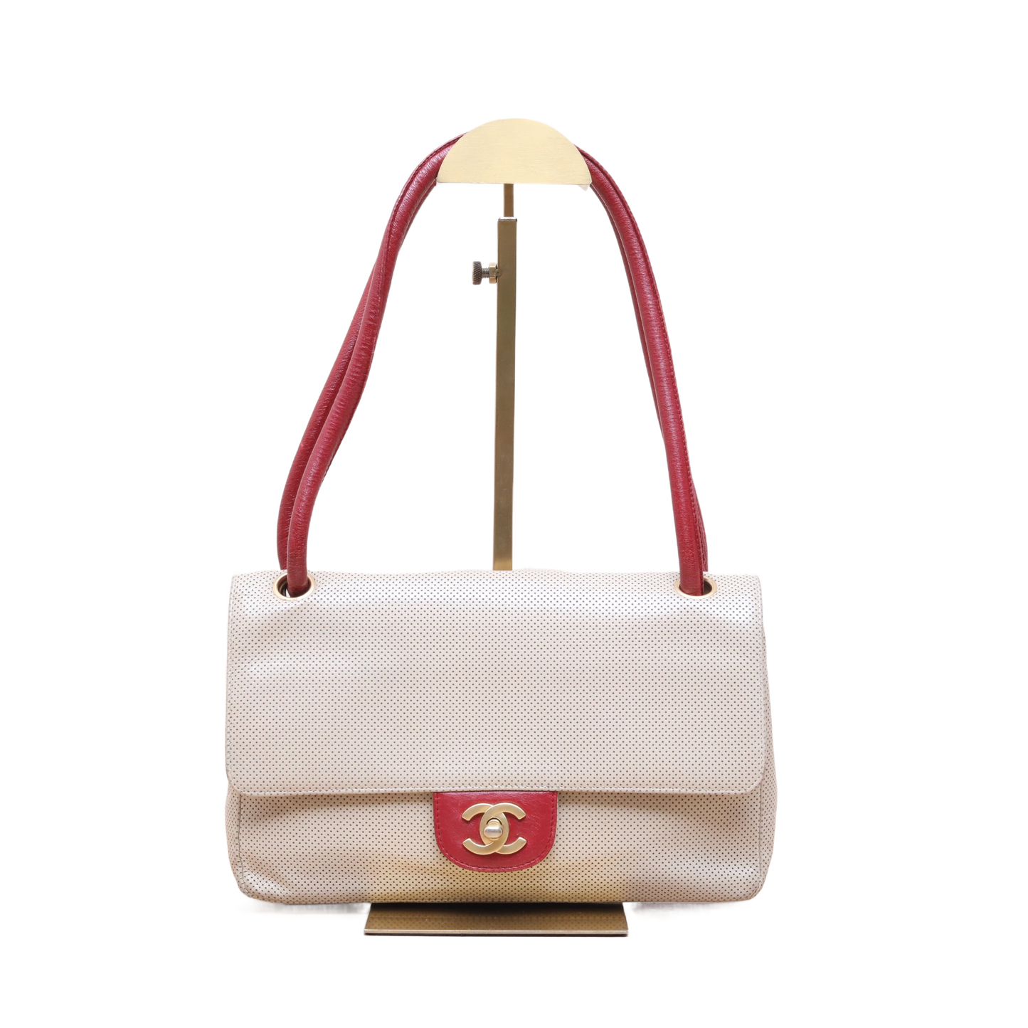 Chanel Vintage Beige Leather CC Flap Bag