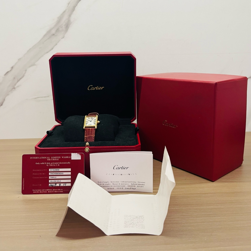 2019 Pre-owned Cartier - W1529856 Tank Louis Cartier Small Quartz Yellow Gold / Silver
