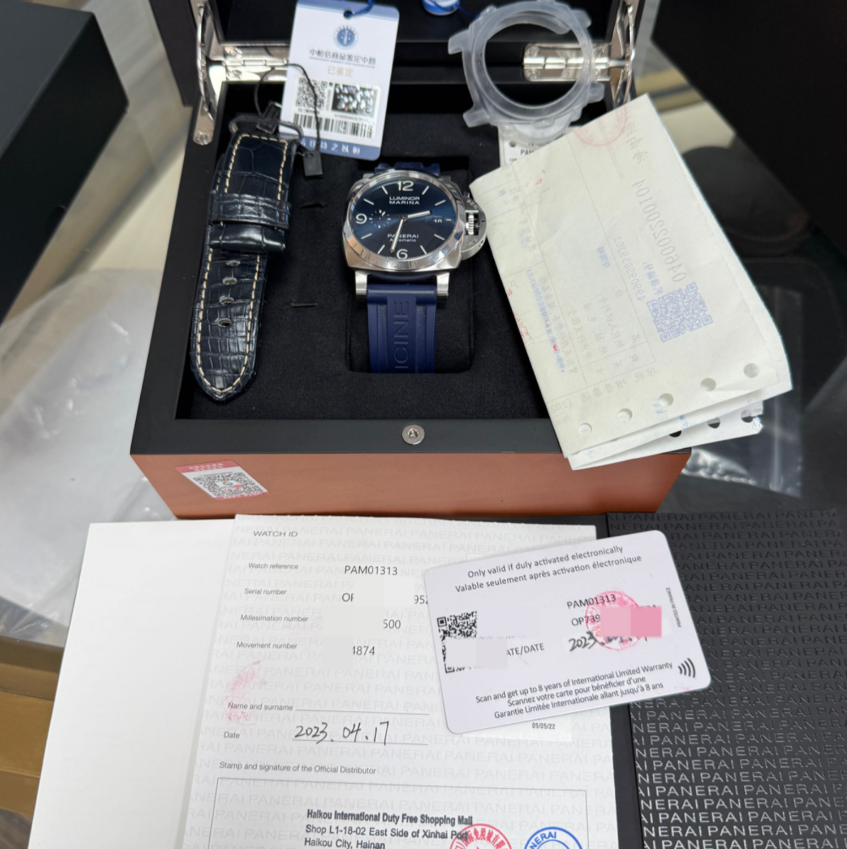 2023 Pre-owned Panerai - PAM01313 Luminor 1950 Marina 3 Days Automatic Stainless Steel / Blue