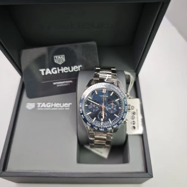 2025 New TAG Heuer - CBN2A1A.BA0643 Carrera Calibre Heuer 02 44 Stainless Steel / Blue / Bracelet