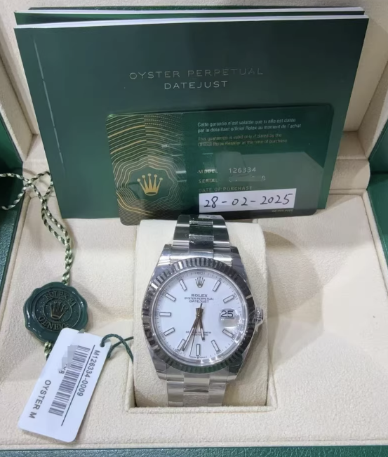 2025 Brand New Rolex - 126334-0009 Datejust 41 Stainless Steel Fluted / Oyster / White